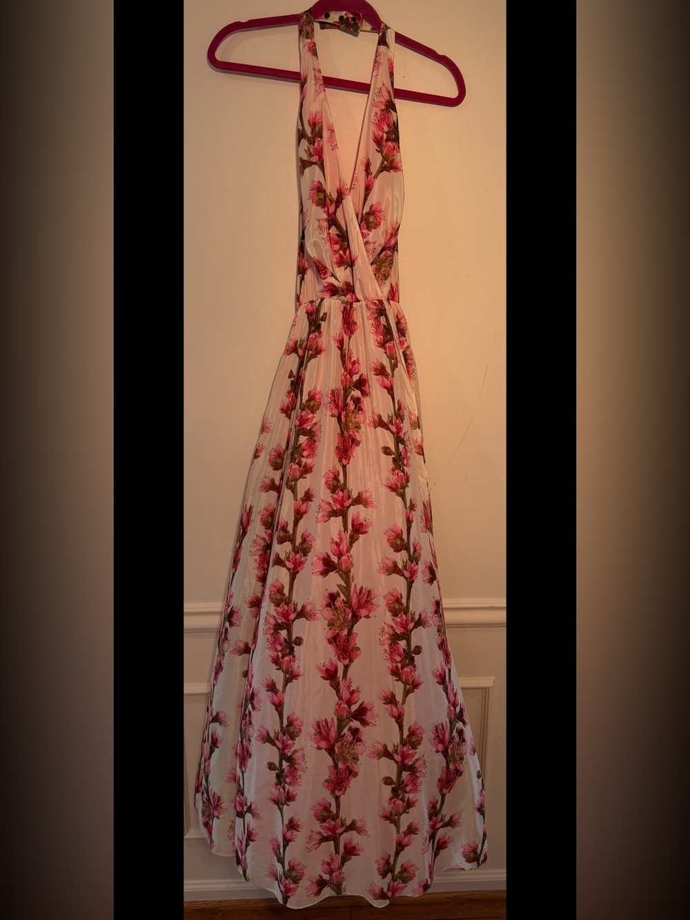 Jessica Simpson Pink Floral Maxi Dress with V-Neck